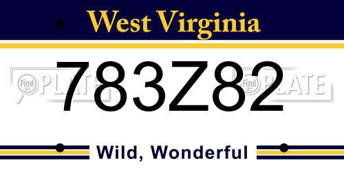 783Z82 West Virginia License Plate