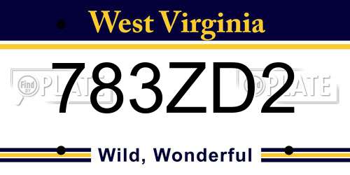 783ZD2 West Virginia License Plate