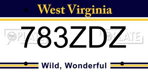783ZDZ West Virginia License Plate