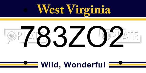 783ZO2 West Virginia License Plate
