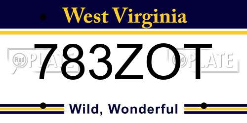 783ZOT West Virginia License Plate