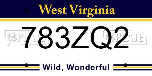 783ZQ2 West Virginia License Plate