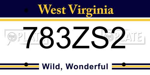 783ZS2 West Virginia License Plate