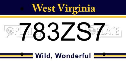 783ZS7 West Virginia License Plate