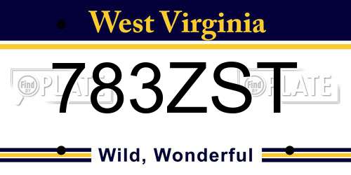 783ZST West Virginia License Plate