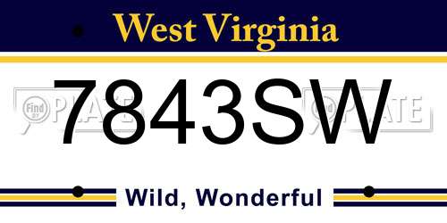 7843SW West Virginia License Plate