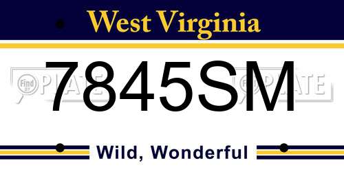 7845SM West Virginia License Plate