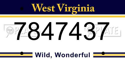 7847437 West Virginia License Plate