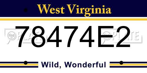 78474E2 West Virginia License Plate