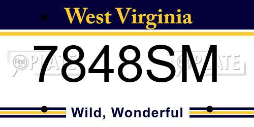 7848SM West Virginia License Plate