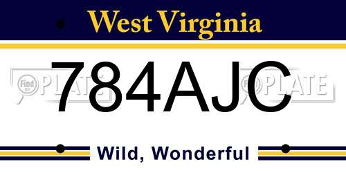 784AJC West Virginia License Plate