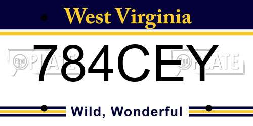 784CEY West Virginia License Plate