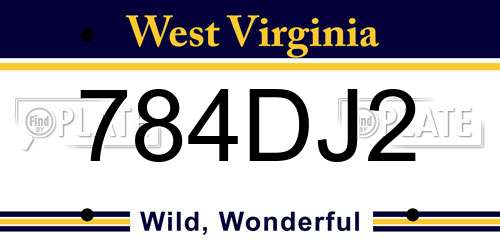 784DJ2 West Virginia License Plate