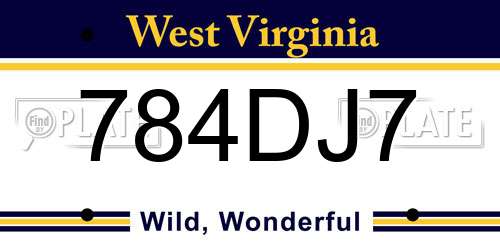 784DJ7 West Virginia License Plate