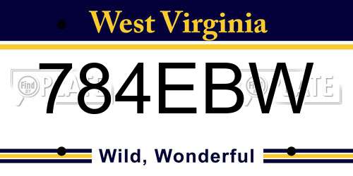 784EBW West Virginia License Plate