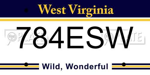 784ESW West Virginia License Plate
