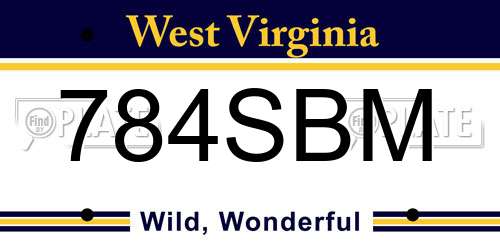 784SBM West Virginia License Plate