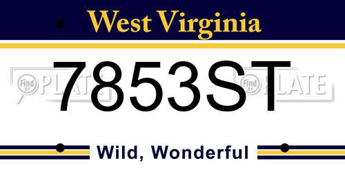 7853ST West Virginia License Plate