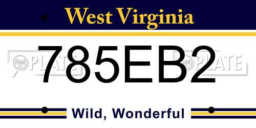 785EB2 West Virginia License Plate