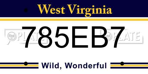 785EB7 West Virginia License Plate