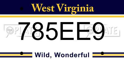 785EE9 West Virginia License Plate