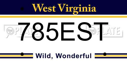 785EST West Virginia License Plate