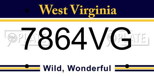 7864VG West Virginia License Plate