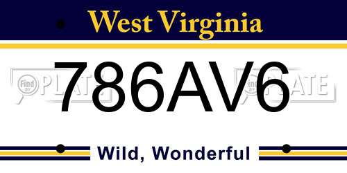 786AV6 West Virginia License Plate
