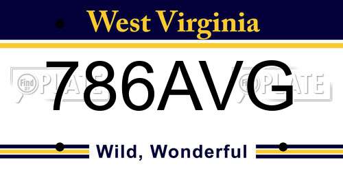 786AVG West Virginia License Plate