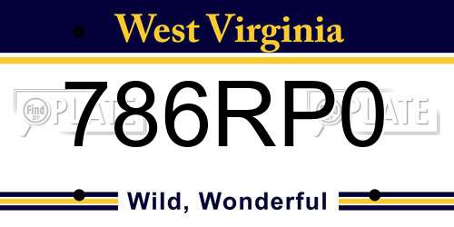 786RP0 West Virginia License Plate