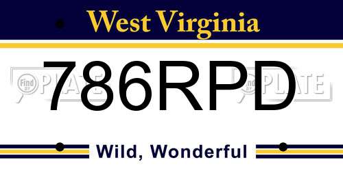 786RPD West Virginia License Plate