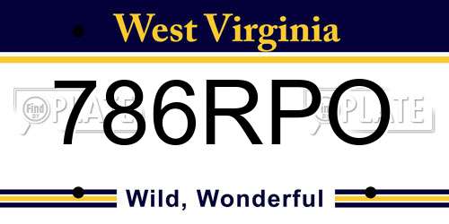 786RPO West Virginia License Plate