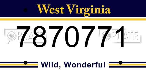 7870771 West Virginia License Plate