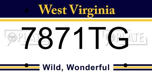 7871TG West Virginia License Plate