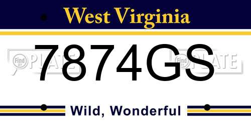 7874GS West Virginia License Plate
