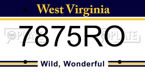 7875RO West Virginia License Plate
