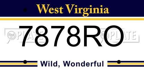 7878RO West Virginia License Plate