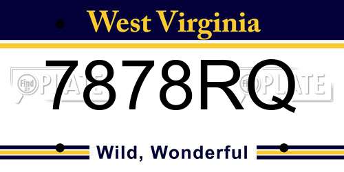 7878RQ West Virginia License Plate