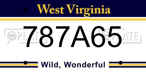787A65 West Virginia License Plate
