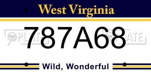 787A68 West Virginia License Plate