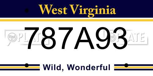 787A93 West Virginia License Plate
