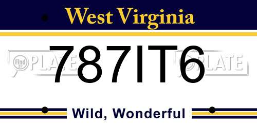 787IT6 West Virginia License Plate