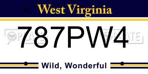 787PW4 West Virginia License Plate