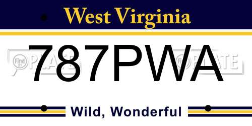 787PWA West Virginia License Plate