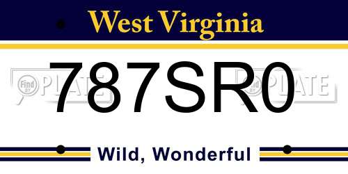 787SR0 West Virginia License Plate