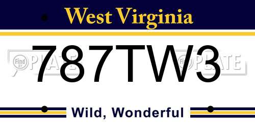 787TW3 West Virginia License Plate