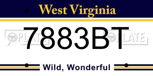 7883BT West Virginia License Plate