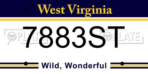 7883ST West Virginia License Plate
