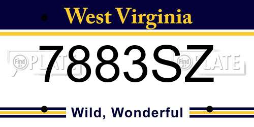 7883SZ West Virginia License Plate