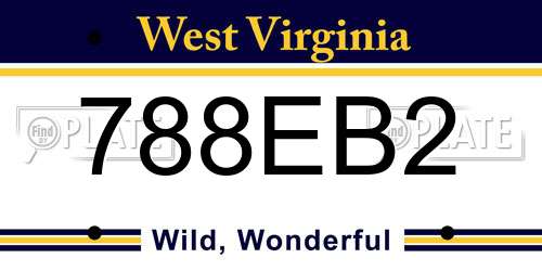 788EB2 West Virginia License Plate